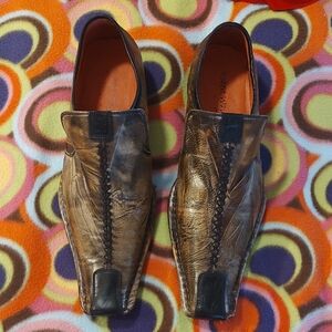 ROBERT WAYNE tan and Black Leather GARAGE Slip On Loafers SZ 13